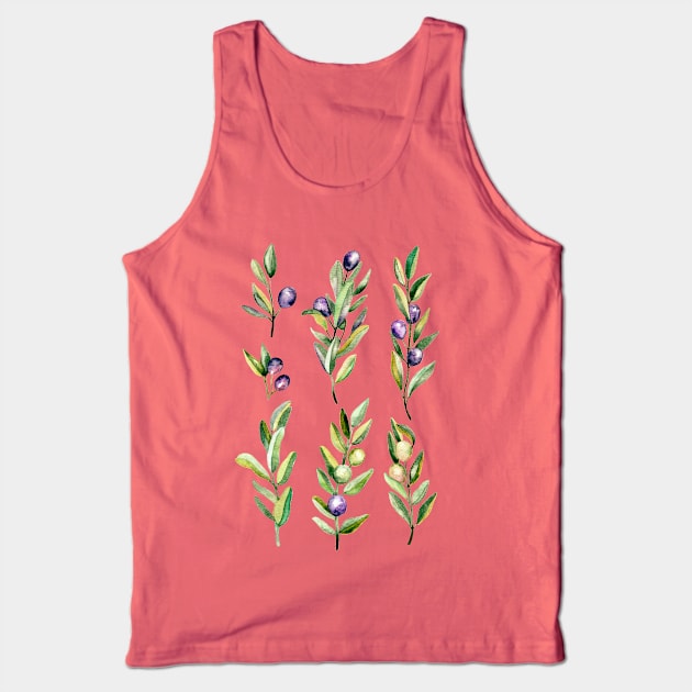 Peace Offering - Watercolour Olive Branches Tank Top by tangerinetane